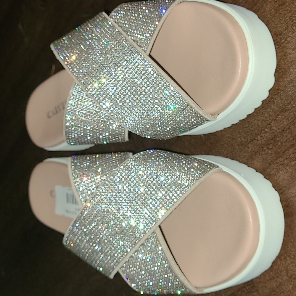 Rhinestone platform slides